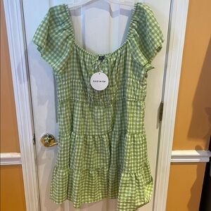 SHEIN Green Checkered Dress
